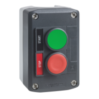 XALD211H29 - dark grey station - green flush/red flush pushbuttons Ø22 spring return, Schneider Electric