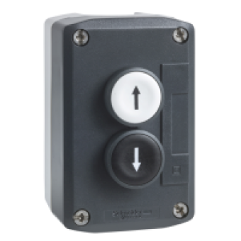 XALD222E - dark grey station - white flush/black flush pushbuttons Ø22 spring return, Schneider Electric