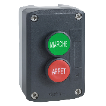 XALD224 - dark grey station - green flush/red flush pushbuttons Ø22 spring return, Schneider Electric