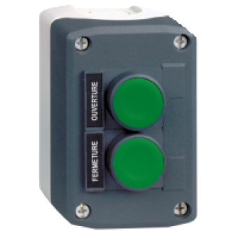 XALD241 - dark grey station - green flush/green flush pushbuttons Ø22 spring return, Schneider Electric