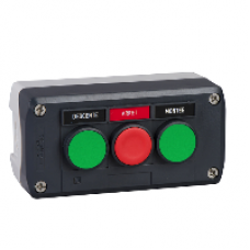 XALD321 - dark grey station - green flush/red flush/green flush pushbuttons Ø22, Schneider Electric