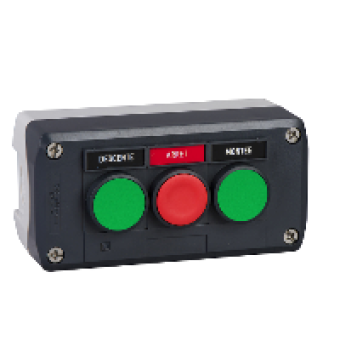 XALD321 - dark grey station - green flush/red flush/green flush pushbuttons Ø22, Schneider Electric