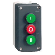XALD339 - dark grey station - green flush/red flush/green flush pushbuttons Ø22, Schneider Electric