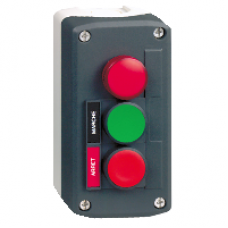XALD361B - dark grey station - green flush/red flush pushbuttons Ø22 and red pilot light, Schneider Electric