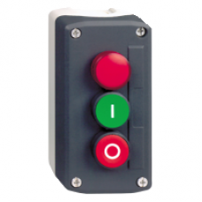 XALD363B - dark grey station - green flush/red flush pushbuttons Ø22 and red pilot light, Schneider Electric