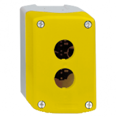 XALK02 - yellow empty enclosure lid with light grey base - 2 cut-outs, Schneider Electric