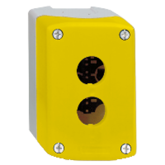 XALK02 - yellow empty enclosure lid with light grey base - 2 cut-outs, Schneider Electric