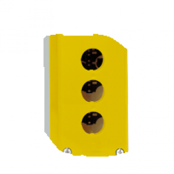 XALK03 - yellow empty enclosure lid with light grey base - 3 cut-outs, Schneider Electric