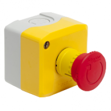 XALK178H7 - yellow station - 1 red mushroom head pushbutton Ø40 turn to release 1NC, Schneider Electric