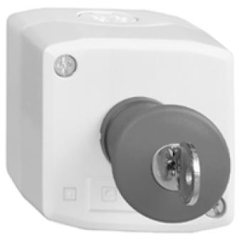 XALK188 - yellow station - 1 red mushroom head pushbutton Ø40 key release 1NC, Schneider Electric
