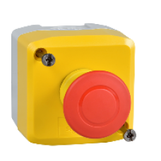 XALK198 - yellow station - 1 red mushroom head pushbutton Ø40 push-pull 1NC, Schneider Electric
