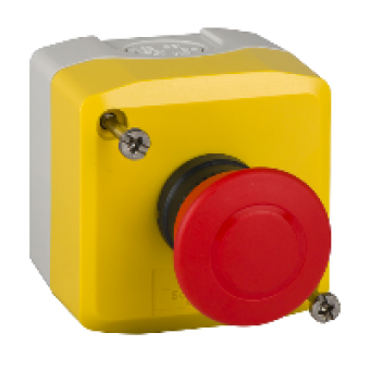 XALK198H7 - yellow station - 1 red mushroom head pushbutton Ø40 push-pull 1NC, Schneider Electric