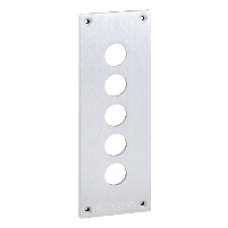 XAPE305 - drilled front plate - XAP-E - metal - 5 horizontal openings, Schneider Electric