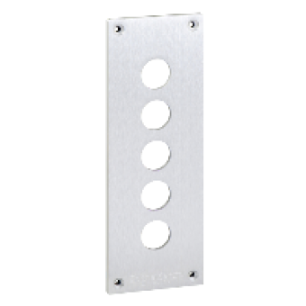 XAPE305 - drilled front plate - XAP-E - metal - 5 horizontal openings, Schneider Electric