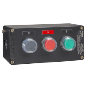 XAWF310EX - control station - XAW-F - metal - 1 NO - green - three functions, Schneider Electric