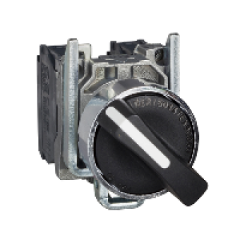 XB4BD33EX - black selector switch Ø 22 - 3 positions +/- 45°- stay put - 2 NO - ATEX, Schneider Electric