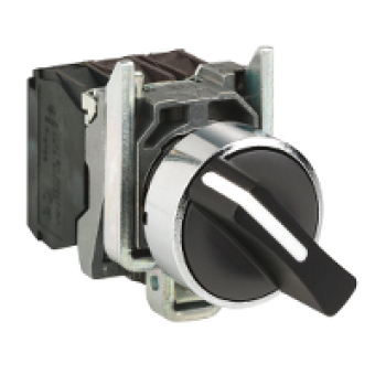 XB4BD41 - black selector switch Ø22 2-position spring return 1NO 600V, Schneider Electric