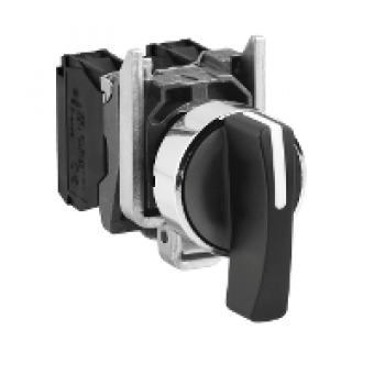 XB4BJ33 - black selector switch Ø22 3-position stay put 2NO 600V, Schneider Electric
