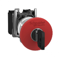 XB4BS9442 - Red Ø40 Emergency stop switching off Ø22 latching key release 1NC, Schneider Electric