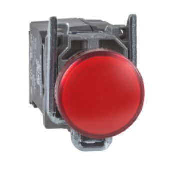 XB4BV34 - red complete pilot light Ø22 plain lens with BA9s bulb 110...120V, Schneider Electric
