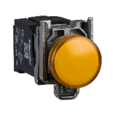 XB4BV35 - orange complete pilot light Ø22 plain lens with BA9s bulb 110...120V, Schneider Electric