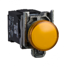 XB4BV45 - orange complete pilot light Ø22 plain lens with BA9s bulb 230...240V, Schneider Electric
