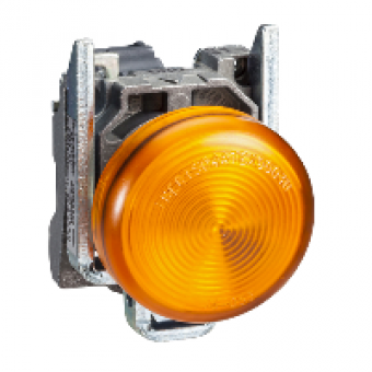 XB4BV65 - orange complete pilot light Ø22 plain lens with BA9s bulb 250V, Schneider Electric