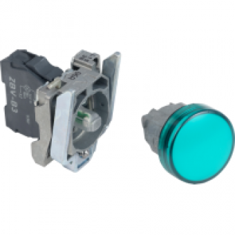 XB4BVB3 - green complete pilot light Ø22 plain lens with integral LED 24V, Schneider Electric