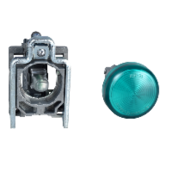 XB4BVB3EX - round pilot light Ø 22 - IP65 - green - integral LED - 24 V - lugs - ATEX, Schneider Electric