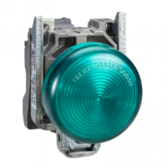 XB4BVBG3EX - round pilot light Ø 22 - IP65 - green - integral LED - 24..120 V - lugs - ATEX, Schneider Electric