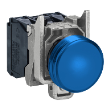 XB4BVG6 - blue complete pilot light Ø22 plain lens with integral LED 110…120V, Schneider Electric
