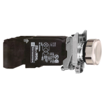 XB4BW3135 - white flush complete illum pushbutton Ø22 spring return 1NO+1NC 110...120V, Schneider Electric