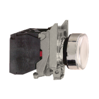 XB4BW3165 - white flush complete illum pushbutton Ø22 spring return 1NO+1NC 250V, Schneider Electric