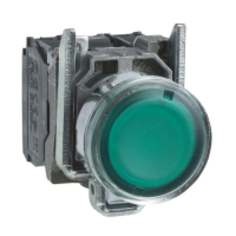 XB4BW33M5 - green flush complete illum pushbutton Ø22 spring return 1NO+1NC 220...240V, Schneider Electric
