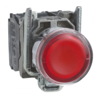 XB4BW34B5 - red flush complete illum pushbutton Ø22 spring return 1NO+1NC 24V, Schneider Electric
