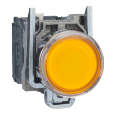 XB4BW35G5 - orange flush complete illum pushbutton Ø22 spring return 1NO+1NC 110...120V, Schneider Electric