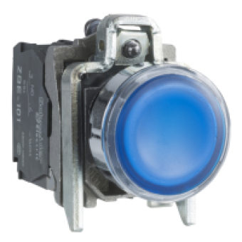 XB4BW36B5 - blue flush complete illum pushbutton Ø22 spring return 1NO+1NC 24V, Schneider Electric