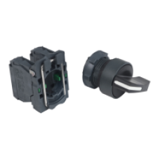 XB5AJ33 - black complete selector switch Ø22 3-position stay put 2NO, Schneider Electric