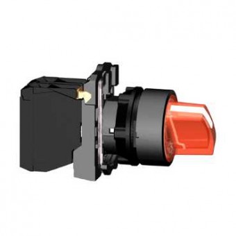 XB5AK134M5 - red complete illuminated selector switch Ø22 3-position stay put 1NO+1NC 230V, Schneider Electric XB5AK134M5 - red complete illuminated selector switch Ø22 3-position stay put 1NO+1NC 230V, Schneider Electric