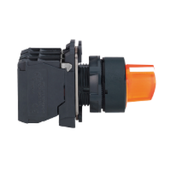 XB5AK135M5 - orange complete illuminated selector switch Ø22 3-position stay put 1NO+1NC 230V, Schneider Electric