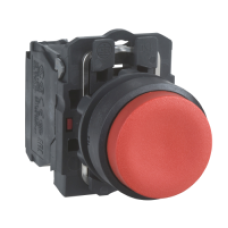 XB5AL42 - red projecting complete pushbutton Ø22 spring return 1NC unmarked, Schneider Electric