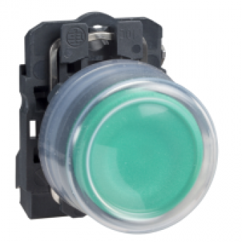 XB5AP31 - green projecting complete pushbutton Ø22 spring return 1NO unmarked, Schneider Electric XB5AP31 - green projecting complete pushbutton Ø22 spring return 1NO unmarked, Schneider Electric