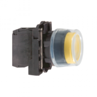 XB5AP51 - yellow projecting complete pushbutton Ø22 spring return 1NO unmarked, Schneider Electric XB5AP51 - yellow projecting complete pushbutton Ø22 spring return 1NO unmarked, Schneider Electric