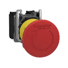 XB5AS8442 - red Ø40 Emergency stop switching off pushbutton Ø22 latching turn release 1NC, Schneider Electric