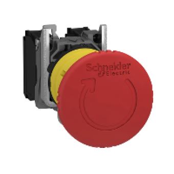 XB5AS8442 - red Ø40 Emergency stop switching off pushbutton Ø22 latching turn release 1NC, Schneider Electric