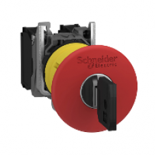 XB5AS9442 - red Ø40 Emergency stop switching off pushbutton Ø22 latching key release 1NC, Schneider Electric