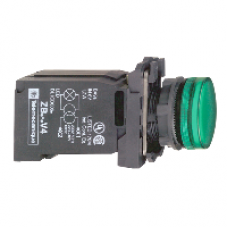 XB5AV33 - green complete pilot light Ø22 plain lens with BA9s bulb 110...120V, Schneider Electric