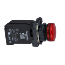 XB5AV44 - red complete pilot light Ø22 plain lens with BA9s bulb 220...240V, Schneider Electric