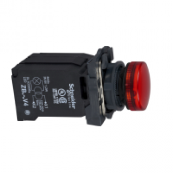 XB5AV44 - red complete pilot light Ø22 plain lens with BA9s bulb 220...240V, Schneider Electric XB5AV44 - red complete pilot light Ø22 plain lens with BA9s bulb 220...240V, Schneider Electric