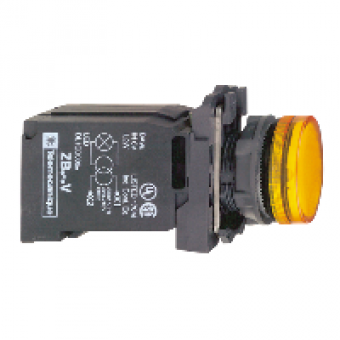 XB5AV45 - orange complete pilot light Ø22 plain lens with BA9s bulb 220...240V, Schneider Electric XB5AV45 - orange complete pilot light Ø22 plain lens with BA9s bulb 220...240V, Schneider Electric